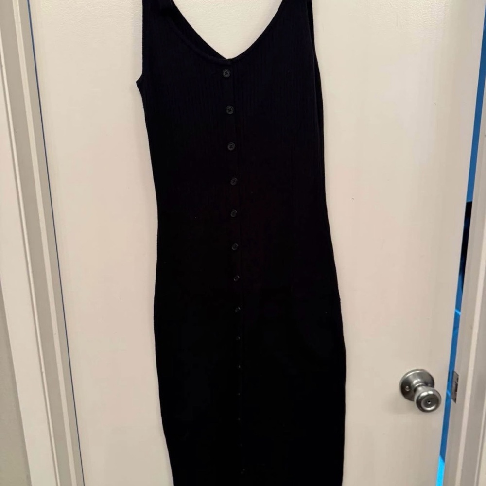 Abercrombie & Fitch Black Button-Down Midi Dress